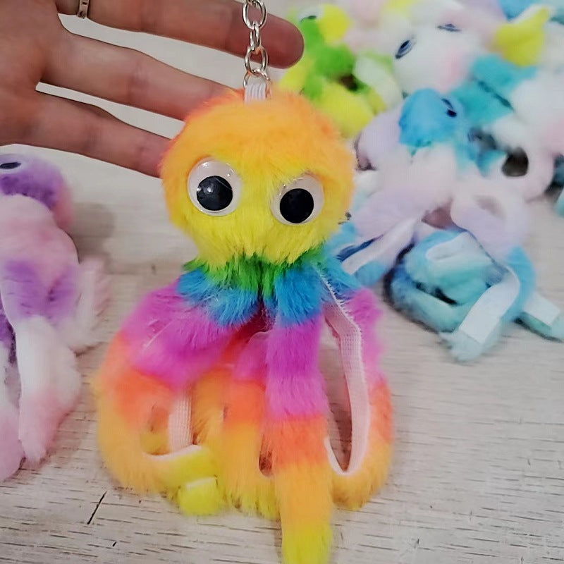 Wholesale Plush Colorful Octopus Keychain